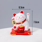  Mèo Thần Tài Vẫy Tay Dùng Năng Lượng Mặt Trời - Mang Lại May Mắn Tài Lộc Cho Gia Chủ (Trắng) Size 7.5cm 