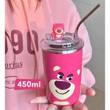  Ly Giữ Nhiệt Gấu Dâu Lotso Siêu Xinh Lõi Inox 304 Chống Gỉ 450ml 