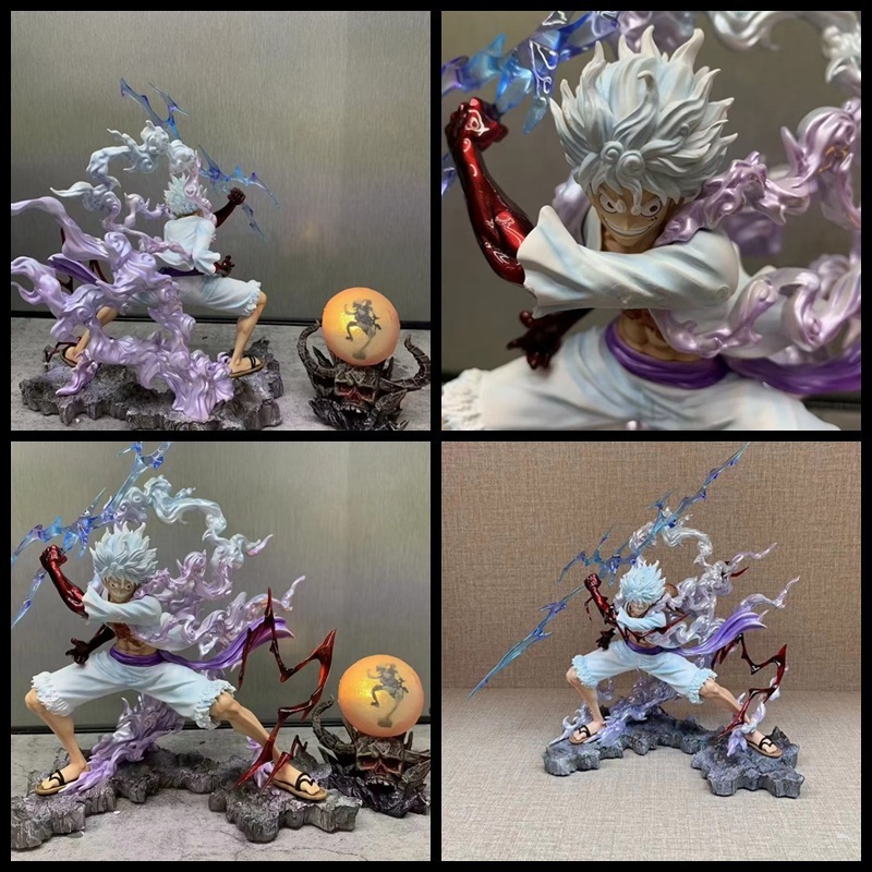  Mô Hình Luffy Gear 5 Thần Mặt Trời Nika Có Đèn LED (Có Đầu Lâu) Cao 23cm - Mô Hình One Piece FullBox 