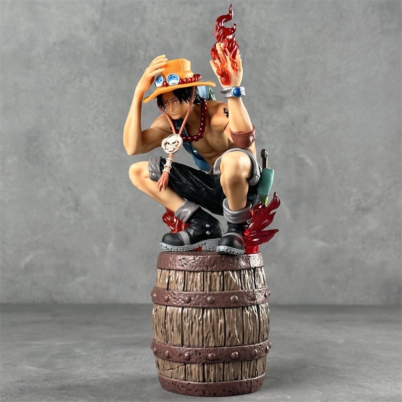  Mô hình Ace Hỏa Quyền Giơ Tay Ngồi Trên Thùng Gỗ Siêu Ngầu - Mô Hình One Piece 