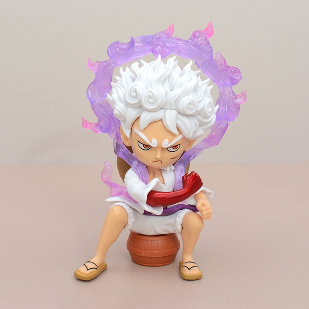  Mô Hình One Piece Luffy Gear 5 & Zoro Chibi Ngồi Trên Thùng Gỗ 