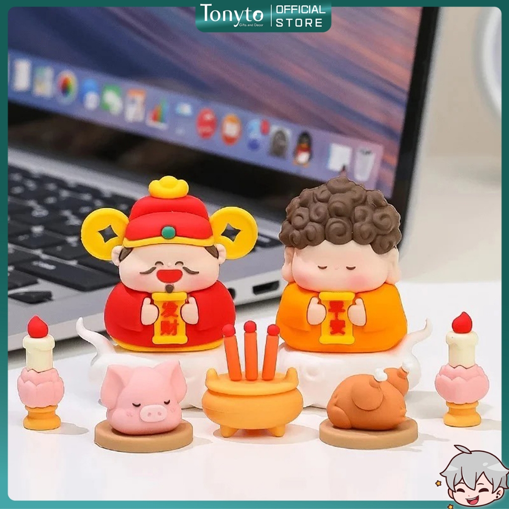  Mô Hình Tượng Thần Tài, Phật Tổ, Quan Âm, Nguyệt Lão Và Đồ Cúng Để Bàn Làm Việc, Taplo Xe Hơi 