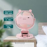  Quạt Kẹp Bàn, Quạt Tích Điện USB Để Bàn, Quạt Để Bàn Xoay 720 Độ, 3 Tốc Độ Gió, Không Gây Tiếng Ồn, Tặng Sạc USB & Pin 