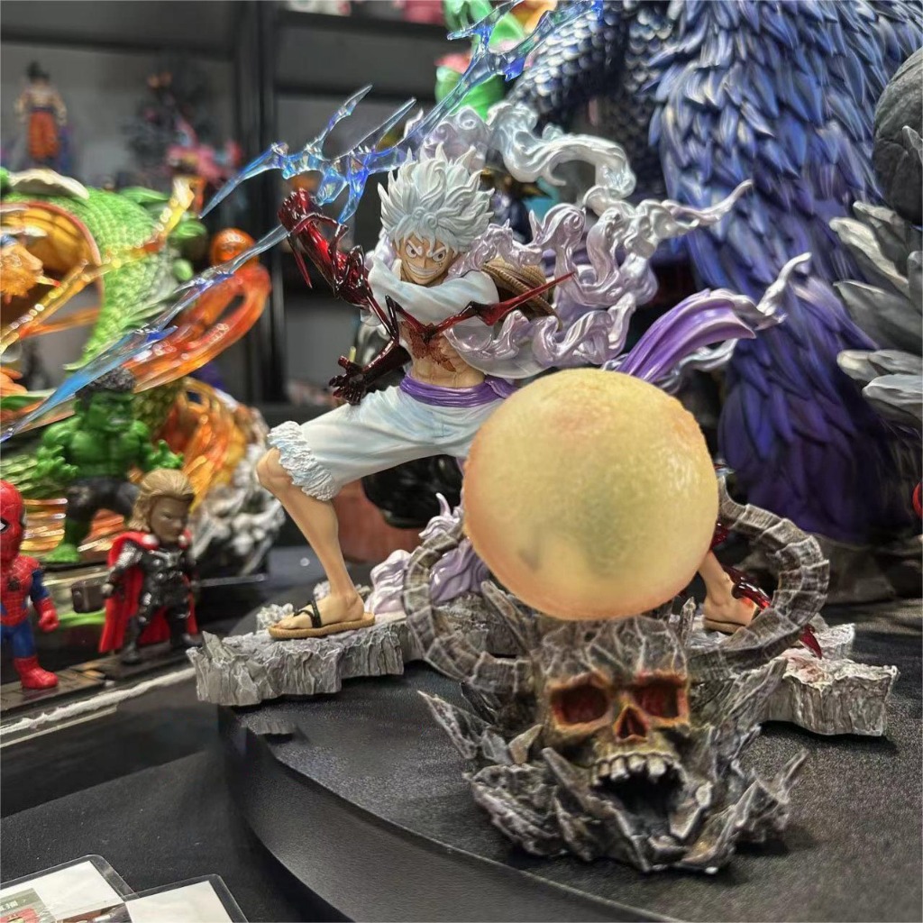  Mô Hình Luffy Gear 5 Thần Mặt Trời Nika Có Đèn LED (Có Đầu Lâu) Cao 23cm - Mô Hình One Piece FullBox 