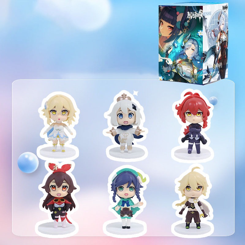  Set 6 Mô Hình Nhân Vật Genshin Impact - Mô Hình Aether, Paimon, Diluc, Venti, Amber, Lumine Làm Quà Tặng, Trang Trí 