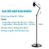  Arm Kẹp Đỡ Điện Thoại, Tablet Giá Đỡ Điện Thoại Dạng Đứng Bằng Hợp Kim Nhôm, Cao Đến 1.6m và Xoay 360 Độ 