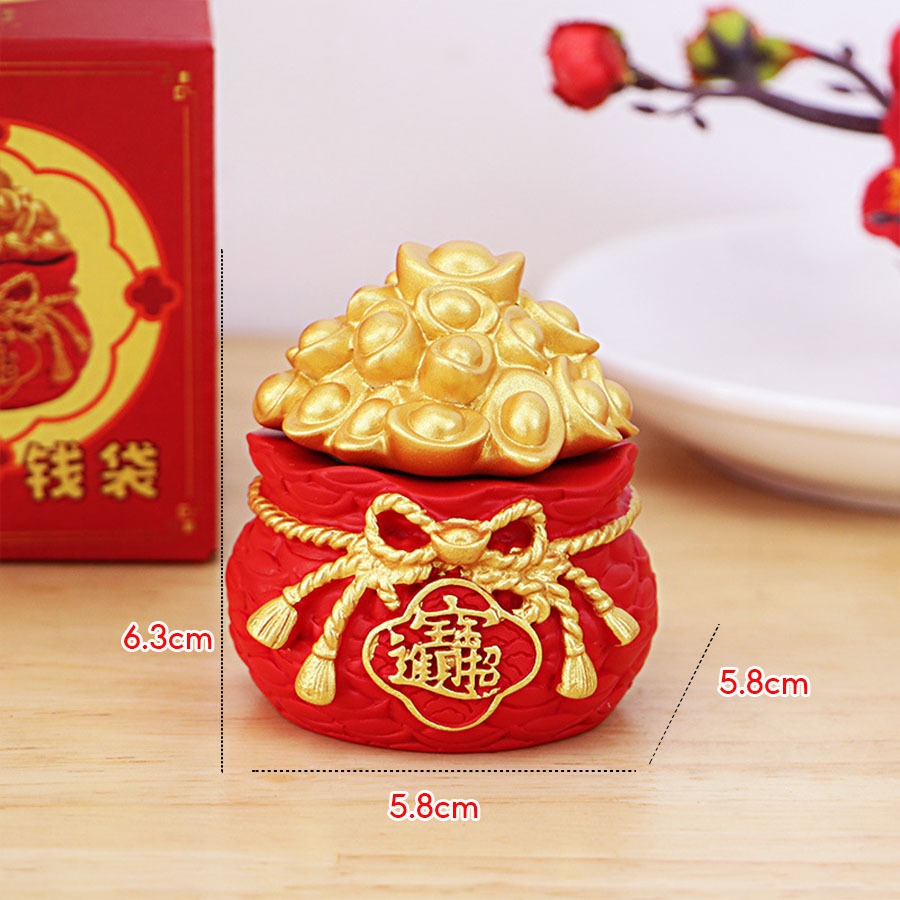  Hủ Vàng Phong Thủy Tài Lộc, Túi Thần Tài Để Taplo Ô Tô, Bàn Làm Việc - Hủ Đựng Muối Gạo Bàn Thờ Thần Tài 