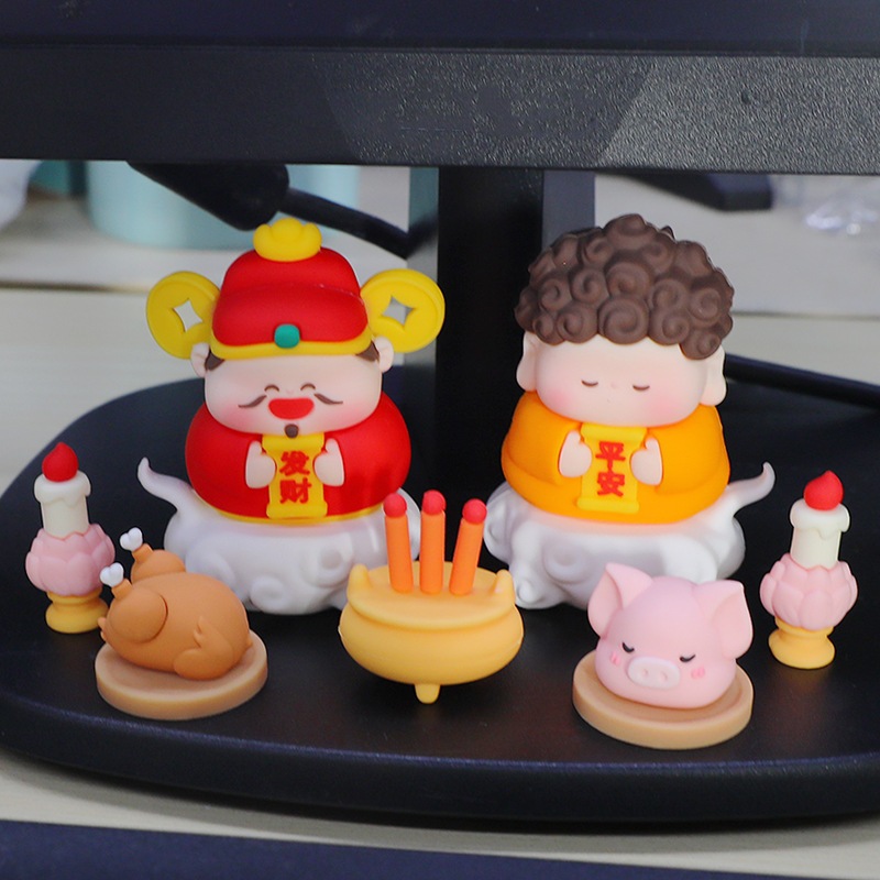  Mô Hình Tượng Thần Tài, Phật Tổ, Quan Âm, Nguyệt Lão Và Đồ Cúng Để Bàn Làm Việc, Taplo Xe Hơi 