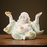  Tượng Phật Di Lặc Xanh Ngọc Ngồi Cười Gốm Tử Sa - Mang Lại Bình Yên, May Mắn 