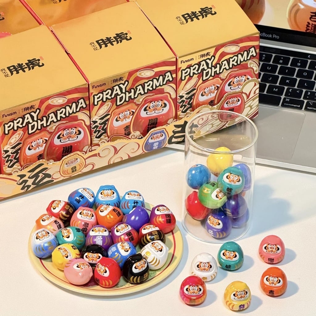  [1 Hộp 4 Bé Nhỏ] Mô Hình Blindbox Pray Dharma Hổ Béo Mini Cầu Phúc May Mắn 