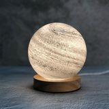  Đèn Ngủ Để Bàn Trang Trí Phòng Ngủ, Decor Bàn Làm Việc Hình Mặt Trăng, Đế Gỗ Sồi, Đèn LED Sạc USB 