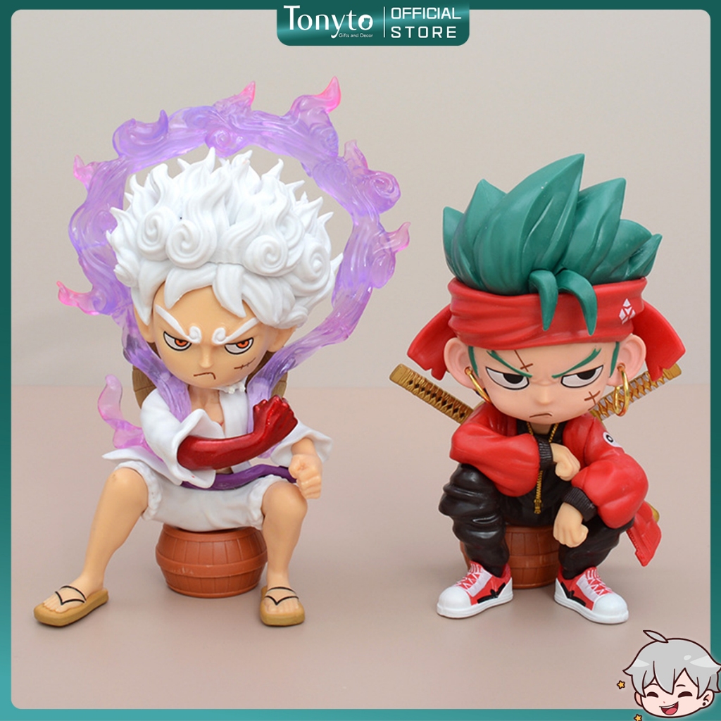  Mô Hình One Piece Luffy Gear 5 & Zoro Chibi Ngồi Trên Thùng Gỗ 
