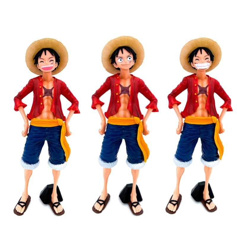  Mô Hình Luffy Dáng Đứng, Có 3 Mặt Thay Thế Được Cao 28cm - Mô Hình One Piece FullBox 