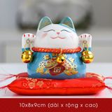  Mèo Thần Tài Maneki-Neko Mini Cầm Chuông Gió Để Bàn Làm Việc Mang Lại May Mắn, Tài Lộc 