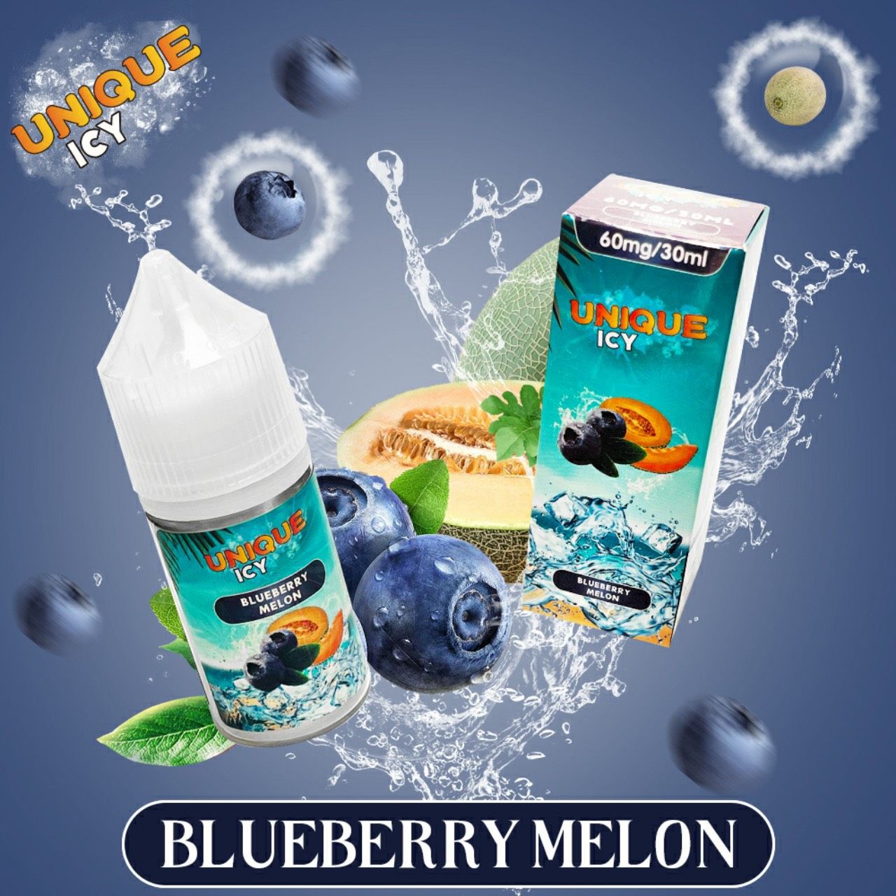  UNIQUE ICY Saltnic Blueberry Melon 30ml - Tinh Dầu Pod Vape Chính Hãng 