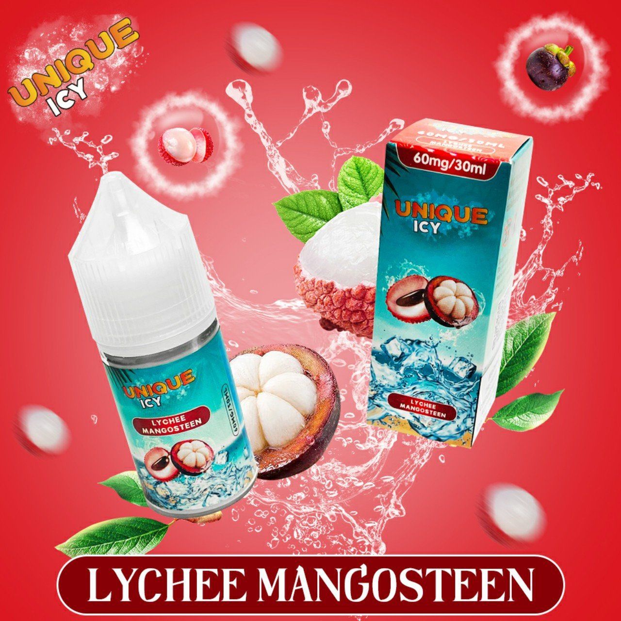  UNIQUE ICY Saltnic Lychee Mangosteen 30ml - Tinh Dầu Pod Vape Chính Hãng 