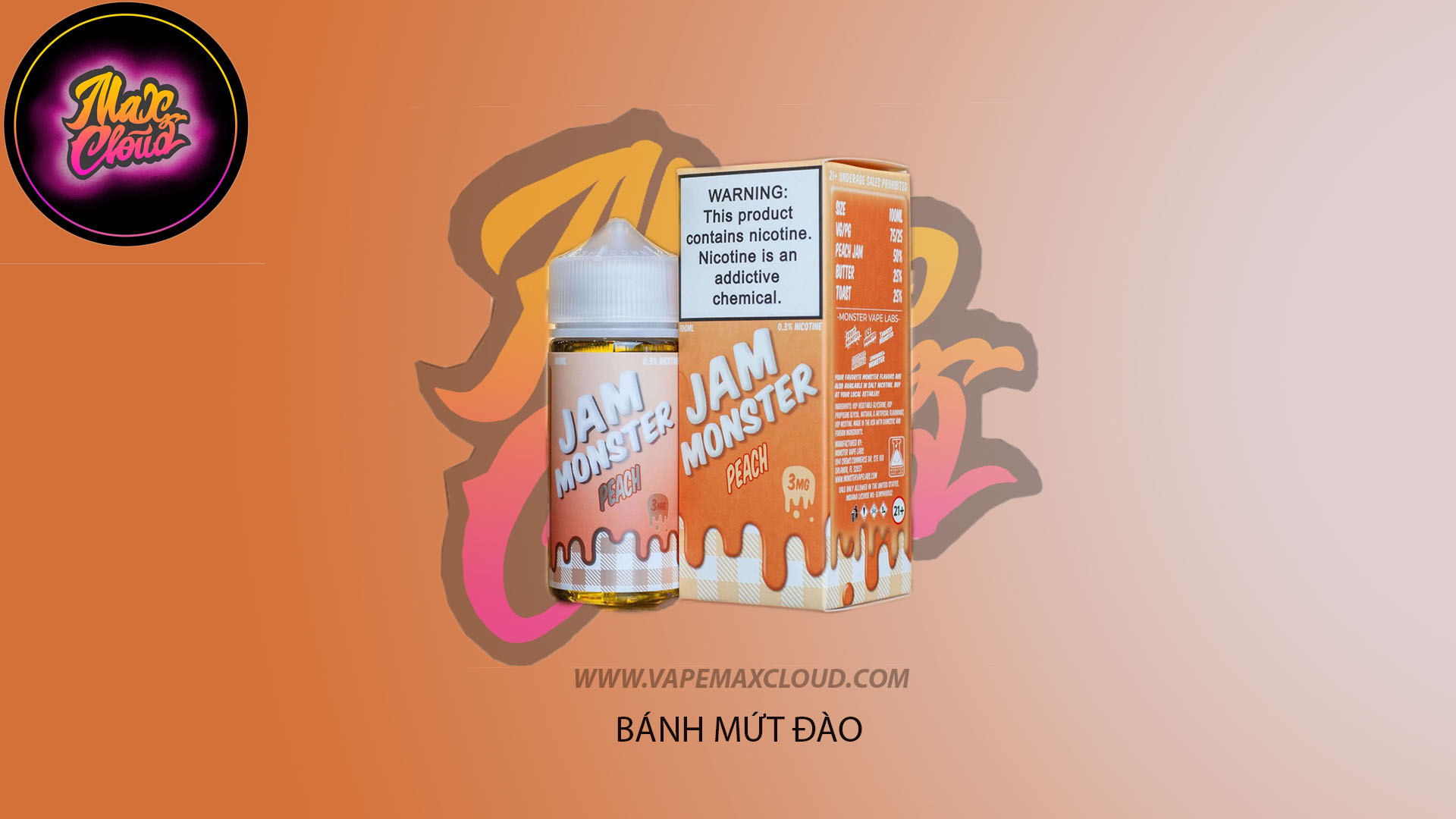  Jam Monster Freebase Peach 100ml - Tinh Dầu Pod Vape Chính Hãng 