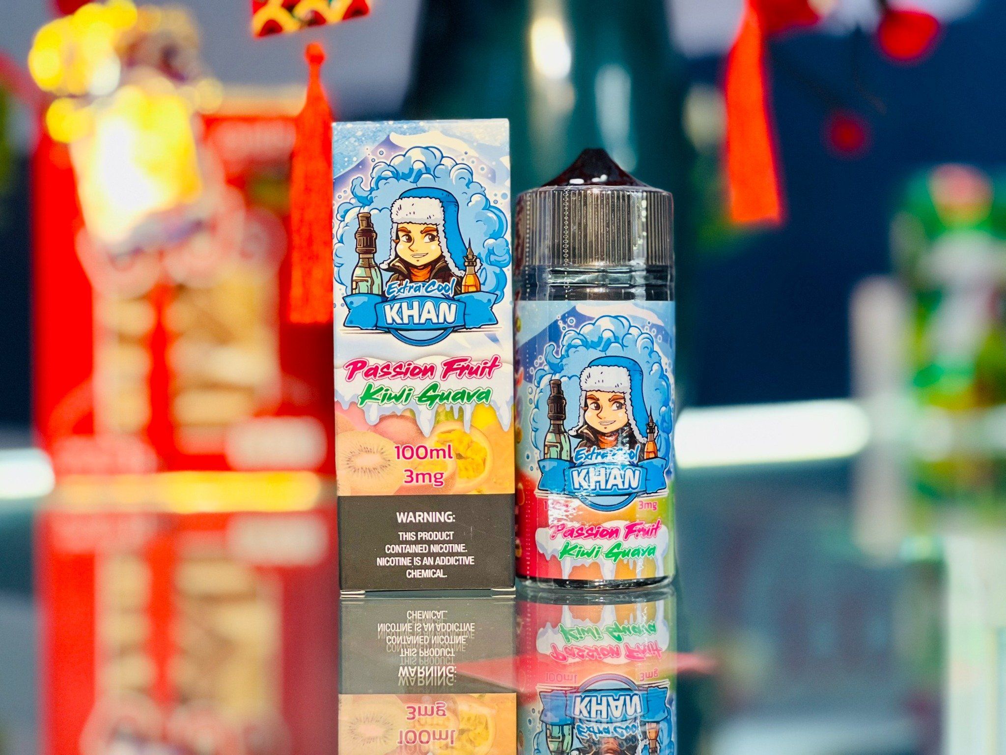  Extra Cool Khan Freebase Passion Fruit Kiwi Guava 100ml - Tinh Dầu Pod Vape Chính Hãng 