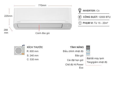 Máy lạnh Toshiba Inverter 1.5 HP H13S4 – Nội Thất Đại Thành