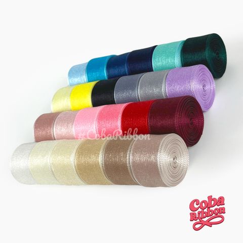  Ruy băng voan nhũ ánh kim lấp lánh nhiều màu, cỡ 25mm & 38mm - Set 5 mét 