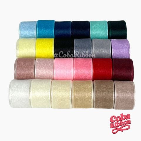  Ruy băng voan nhũ ánh kim lấp lánh nhiều màu, cỡ 25mm & 38mm - Set 5 mét 