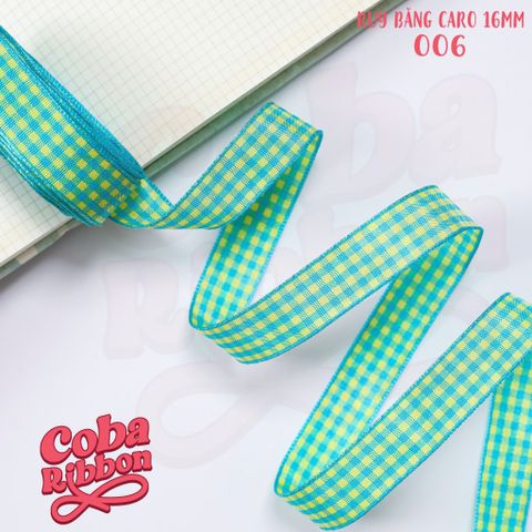  5 mét - Ruy băng hoạ tiết Caro cao cấp cỡ dây 16mm(1.6cm) chất dày dặn, loại 2 mặt 