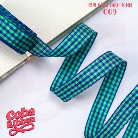  5 mét - Ruy băng hoạ tiết Caro cao cấp cỡ dây 16mm(1.6cm) chất dày dặn, loại 2 mặt 