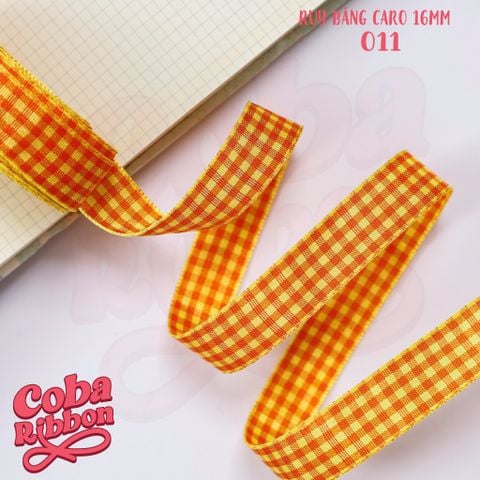  5 mét - Ruy băng hoạ tiết Caro cao cấp cỡ dây 16mm(1.6cm) chất dày dặn, loại 2 mặt 