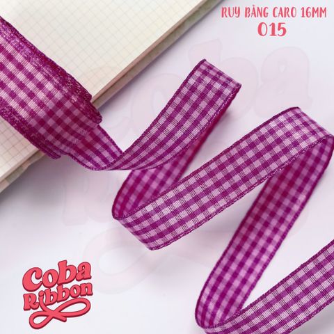  5 mét - Ruy băng hoạ tiết Caro cao cấp cỡ dây 16mm(1.6cm) chất dày dặn, loại 2 mặt 