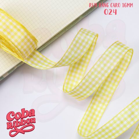  5 mét - Ruy băng hoạ tiết Caro cao cấp cỡ dây 16mm(1.6cm) chất dày dặn, loại 2 mặt 