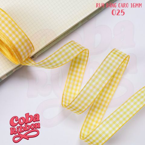  5 mét - Ruy băng hoạ tiết Caro cao cấp cỡ dây 16mm(1.6cm) chất dày dặn, loại 2 mặt 