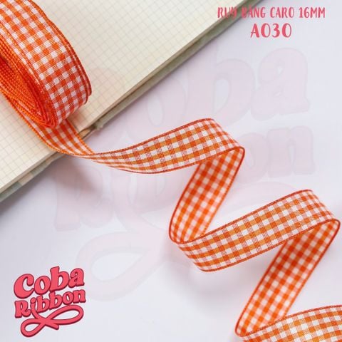  5 mét - Ruy băng hoạ tiết Caro cao cấp cỡ dây 16mm(1.6cm) chất dày dặn, loại 2 mặt 