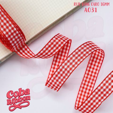  5 mét - Ruy băng hoạ tiết Caro cao cấp cỡ dây 16mm(1.6cm) chất dày dặn, loại 2 mặt 
