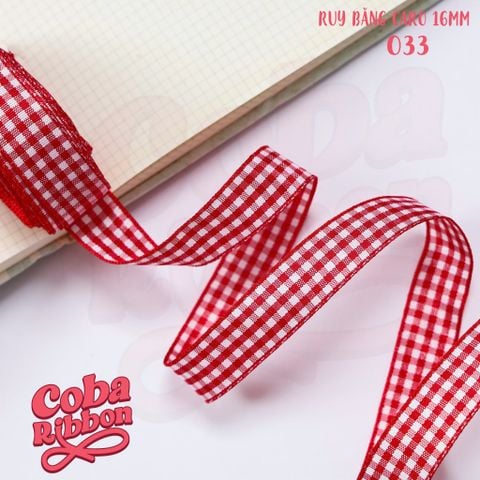  5 mét - Ruy băng hoạ tiết Caro cao cấp cỡ dây 16mm(1.6cm) chất dày dặn, loại 2 mặt 