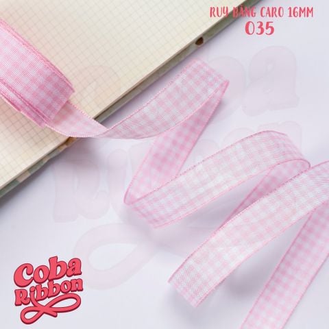  5 mét - Ruy băng hoạ tiết Caro cao cấp cỡ dây 16mm(1.6cm) chất dày dặn, loại 2 mặt 