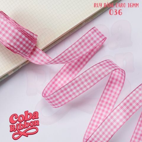  5 mét - Ruy băng hoạ tiết Caro cao cấp cỡ dây 16mm(1.6cm) chất dày dặn, loại 2 mặt 