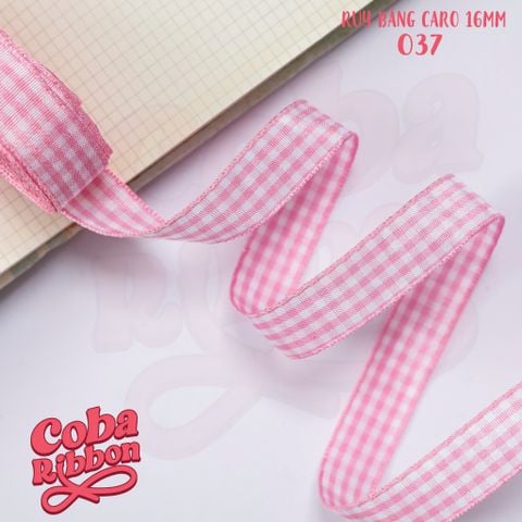  5 mét - Ruy băng hoạ tiết Caro cao cấp cỡ dây 16mm(1.6cm) chất dày dặn, loại 2 mặt 