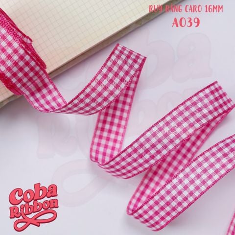  5 mét - Ruy băng hoạ tiết Caro cao cấp cỡ dây 16mm(1.6cm) chất dày dặn, loại 2 mặt 