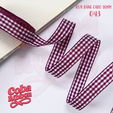  5 mét - Ruy băng hoạ tiết Caro cao cấp cỡ dây 16mm(1.6cm) chất dày dặn, loại 2 mặt 