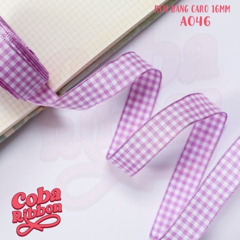 5 mét - Ruy băng hoạ tiết Caro cao cấp cỡ dây 16mm(1.6cm) chất dày dặn, loại 2 mặt 