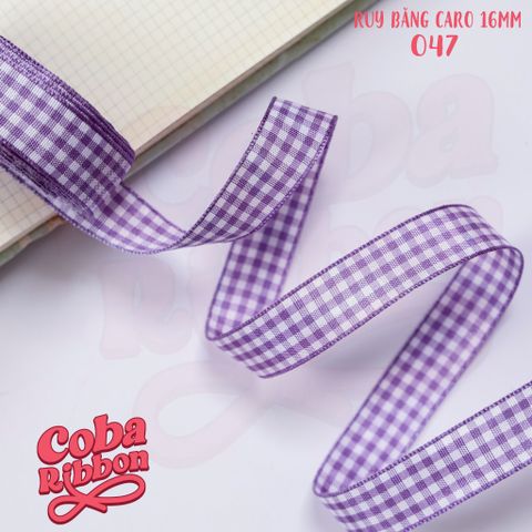  5 mét - Ruy băng hoạ tiết Caro cao cấp cỡ dây 16mm(1.6cm) chất dày dặn, loại 2 mặt 