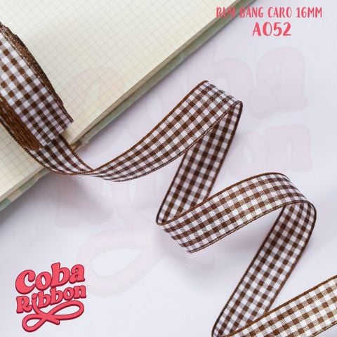  5 mét - Ruy băng hoạ tiết Caro cao cấp cỡ dây 16mm(1.6cm) chất dày dặn, loại 2 mặt 