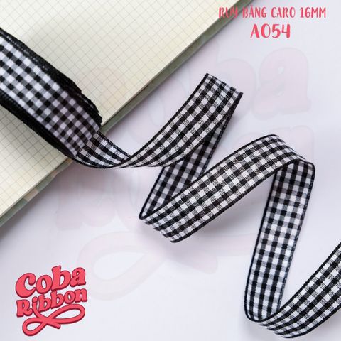  5 mét - Ruy băng hoạ tiết Caro cao cấp cỡ dây 16mm(1.6cm) chất dày dặn, loại 2 mặt 