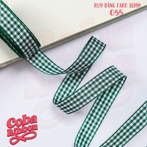  5 mét - Ruy băng hoạ tiết Caro cao cấp cỡ dây 16mm(1.6cm) chất dày dặn, loại 2 mặt 