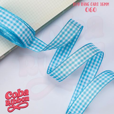  5 mét - Ruy băng hoạ tiết Caro cao cấp cỡ dây 16mm(1.6cm) chất dày dặn, loại 2 mặt 
