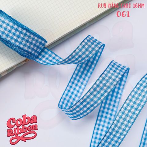 5 mét - Ruy băng hoạ tiết Caro cao cấp cỡ dây 16mm(1.6cm) chất dày dặn, loại 2 mặt 
