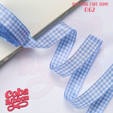  5 mét - Ruy băng hoạ tiết Caro cao cấp cỡ dây 16mm(1.6cm) chất dày dặn, loại 2 mặt 