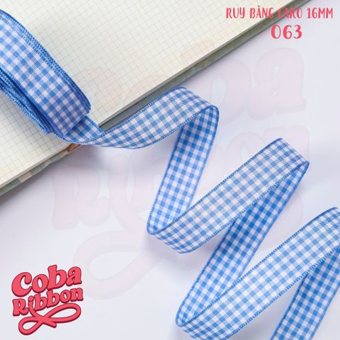  5 mét - Ruy băng hoạ tiết Caro cao cấp cỡ dây 16mm(1.6cm) chất dày dặn, loại 2 mặt 