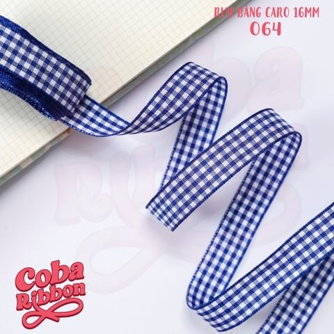  5 mét - Ruy băng hoạ tiết Caro cao cấp cỡ dây 16mm(1.6cm) chất dày dặn, loại 2 mặt 