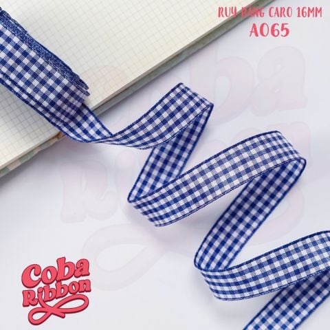  5 mét - Ruy băng hoạ tiết Caro cao cấp cỡ dây 16mm(1.6cm) chất dày dặn, loại 2 mặt 